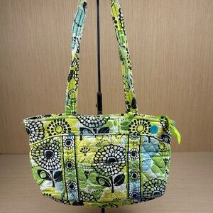 Vera Bradley Quilted Floral Tote - Green and Black
